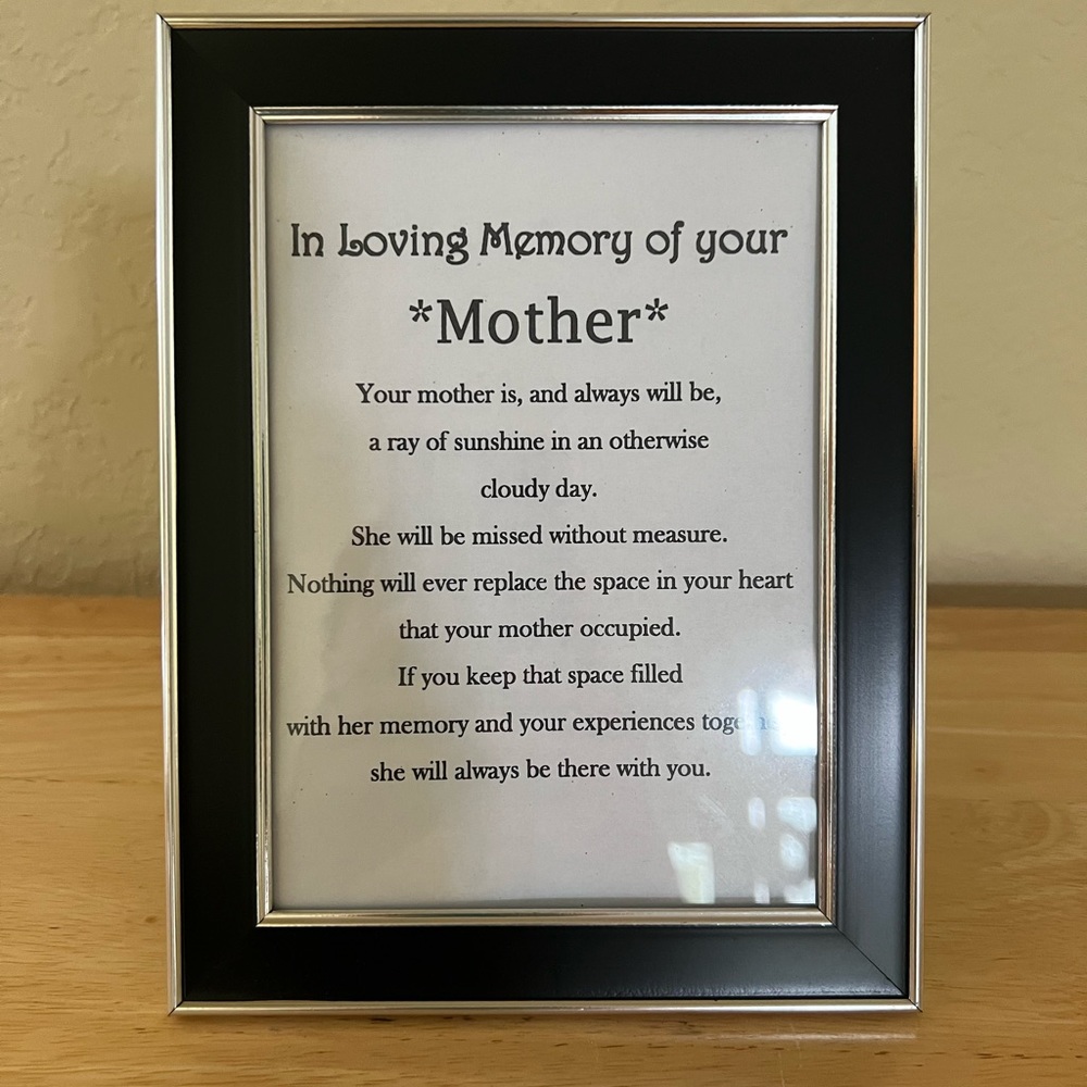 Mother in loving memory picture black/silver frame 5x7 w/frame